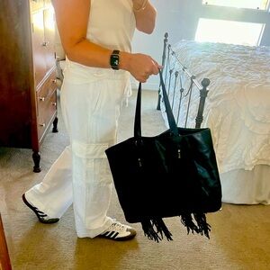 Silpada Black Leather Tote Bag, Laptop Bag